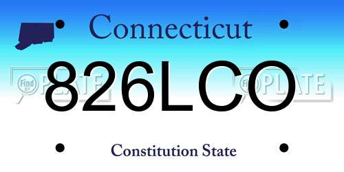 826LCO Connecticut License Plate