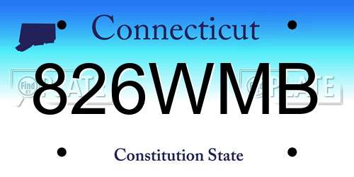 826WMB Connecticut License Plate