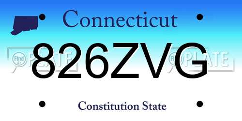 826ZVG Connecticut License Plate