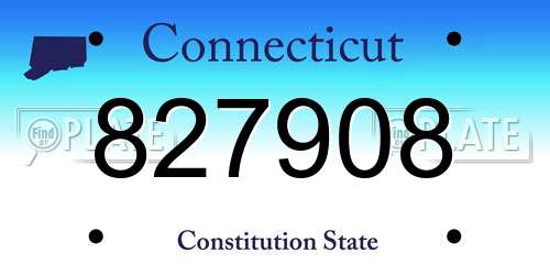 827908 Connecticut License Plate