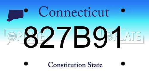 827B91 Connecticut License Plate