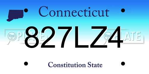 827LZ4 Connecticut License Plate