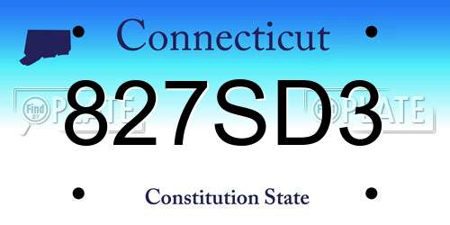 827SD3 Connecticut License Plate