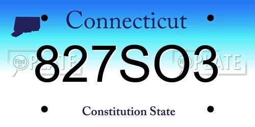 827SO3 Connecticut License Plate