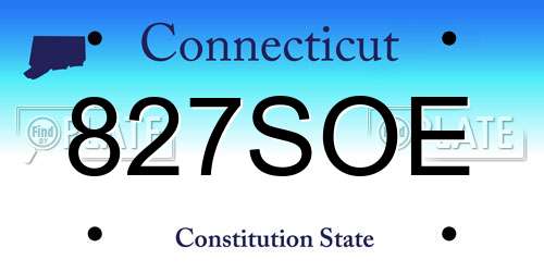 827SOE Connecticut License Plate