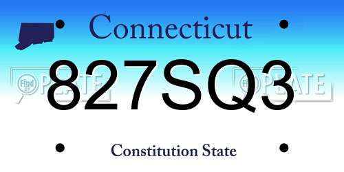 827SQ3 Connecticut License Plate