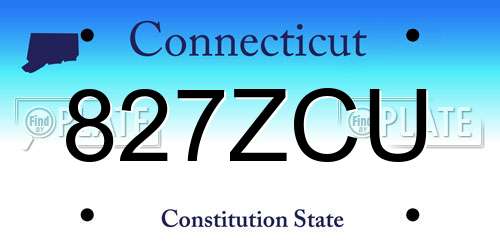 827ZCU Connecticut License Plate