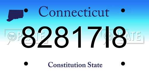 82817I8 Connecticut License Plate