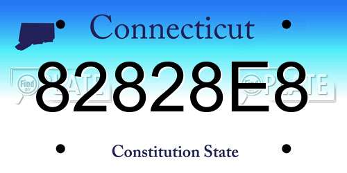 82828E8 Connecticut License Plate