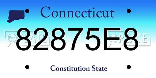 82875E8 Connecticut License Plate