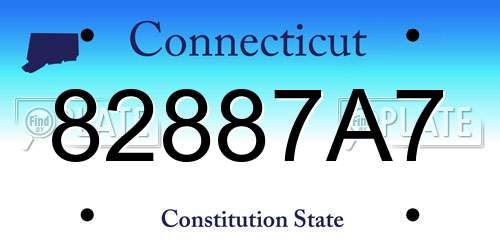 82887A7 Connecticut License Plate