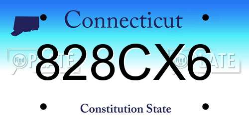 828CX6 Connecticut License Plate