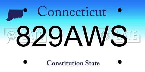 829AWS Connecticut License Plate