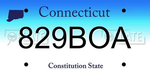829BOA Connecticut License Plate