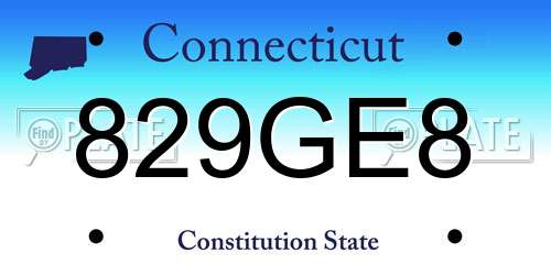 829GE8 Connecticut License Plate