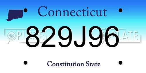 829J96 Connecticut License Plate