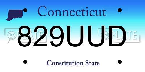 829UUD Connecticut License Plate