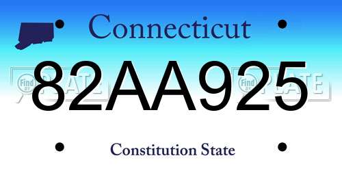 82AA925 Connecticut License Plate