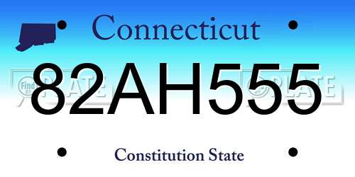 82AH555 Connecticut License Plate