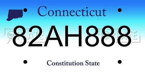 82AH888 Connecticut License Plate
