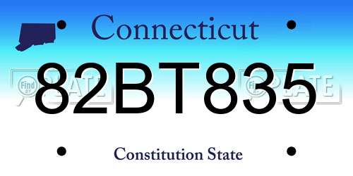 82BT835 Connecticut License Plate
