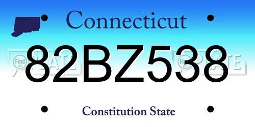 82BZ538 Connecticut License Plate