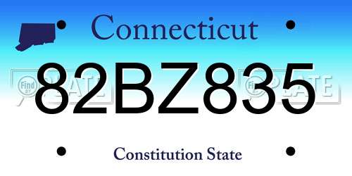 82BZ835 Connecticut License Plate