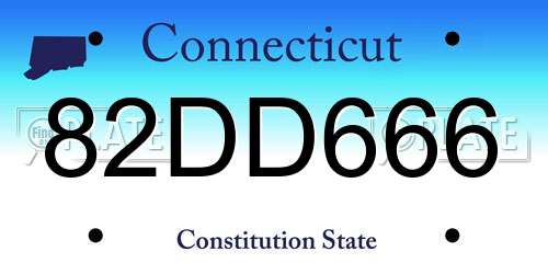 82DD666 Connecticut License Plate