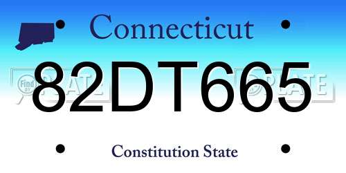 82DT665 Connecticut License Plate