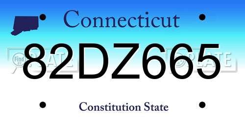82DZ665 Connecticut License Plate