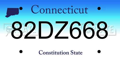 82DZ668 Connecticut License Plate