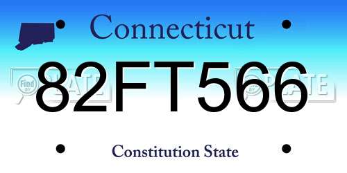 82FT566 Connecticut License Plate