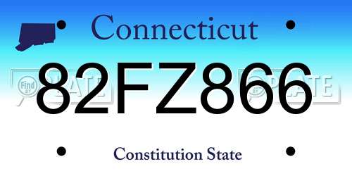 82FZ866 Connecticut License Plate