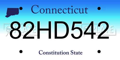 82HD542 Connecticut License Plate