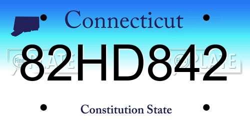 82HD842 Connecticut License Plate