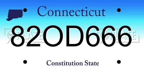82OD666 Connecticut License Plate