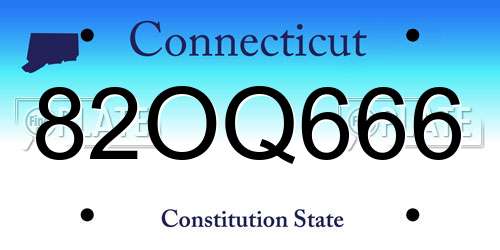82OQ666 Connecticut License Plate