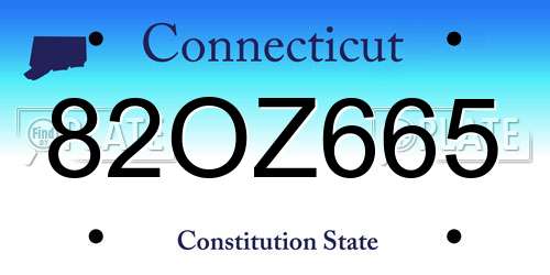 82OZ665 Connecticut License Plate