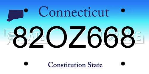 82OZ668 Connecticut License Plate