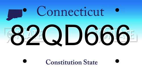 82QD666 Connecticut License Plate