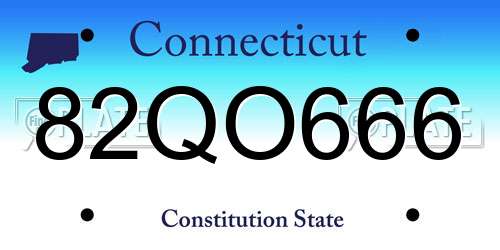 82QO666 Connecticut License Plate