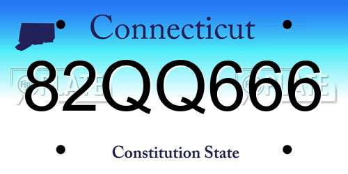 82QQ666 Connecticut License Plate
