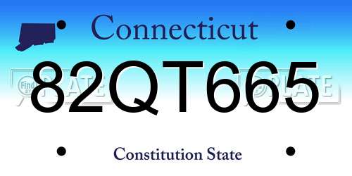 82QT665 Connecticut License Plate