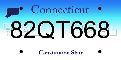 82QT668 Connecticut License Plate
