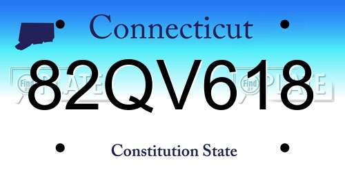 82QV618 Connecticut License Plate