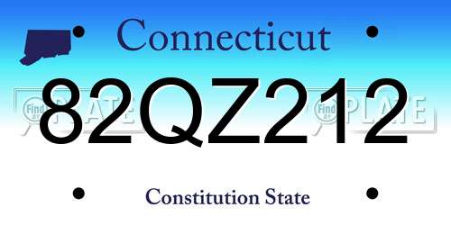 82QZ212 Connecticut License Plate