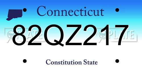82QZ217 Connecticut License Plate