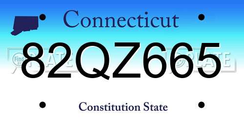 82QZ665 Connecticut License Plate