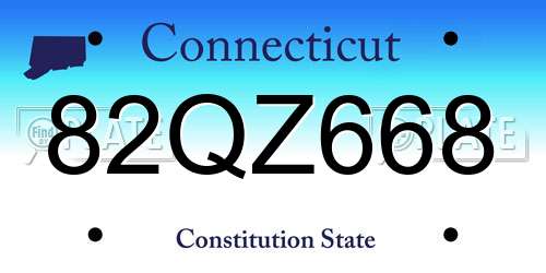 82QZ668 Connecticut License Plate