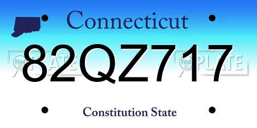 82QZ717 Connecticut License Plate